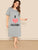 Plus Slogan Print Heather Knit Nightdress