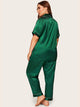 Plus Contrast Binding Satin Pajama Set