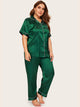 Plus Contrast Binding Satin Pajama Set
