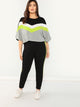 Plus Colorblock Chevron Top & Contrast Side Leggings Set