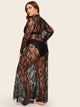 Plus Floral Lace Dress With Thong