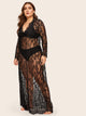 Plus Floral Lace Dress With Thong