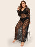 Plus Floral Lace Dress With Thong