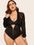 Plus Zipper Long Sleeve Teddy Bodysuit Without Lingerie Set