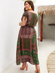 Plus Tribal Print Knot Cuff Surplice Front Dress