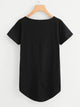 Plus Solid High Low Hem V-neck Tee