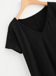 Plus Solid High Low Hem V-neck Tee