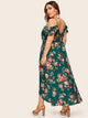 Plus Tulip Hem Ruffle Trim Floral Print Dress