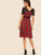 Lace Yoke Self Tie Tartan Flared Dress