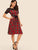 Lace Yoke Self Tie Tartan Flared Dress