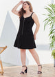 Plus Solid Zip Front Cami Dress