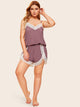 Plus Contrast Lace Pajama Set