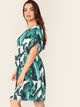 Plus V-neck Tropical Print Belted Dress