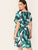 Plus V-neck Tropical Print Belted Dress