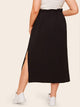 SHEIN Plus Ruffle Drawstring Waist Split Skirt