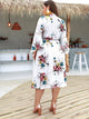 Plus Floral Print Wrap Tie Side Dress