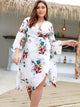 Plus Floral Print Wrap Tie Side Dress