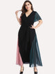 Plus Cut And Sew Panel V-neck Belted Maxi Dress