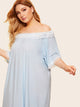 Plus Lace Trim Off Shoulder Night Dress