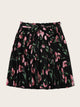 SHEIN Plus Paperbag Waist Floral Print Belted Skirt