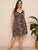 Plus Leopard Print Lace Trim Cami Dress