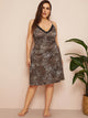 Plus Leopard Print Lace Trim Cami Dress