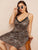 Plus Leopard Print Lace Trim Cami Dress