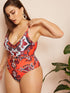 Plus Paisley Print Open Back One Piece Swimwear