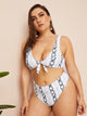 Plus Snakeskin Knot Top With High Waist Bikini