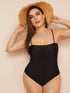 Plus Spaghetti Strap One Piece Swimwear