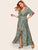  Plus Flounce Sleeve Wrap Belted Floral Maxi Dress