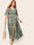  Plus Flounce Sleeve Wrap Belted Floral Maxi Dress