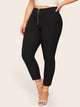 Plus Zipper Solid Skinny Jeans
