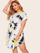 Plus Geo Print Curved Hem Shirt Dress