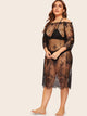 Plus Floral Lace Bardot Dress Without Lingerie Set