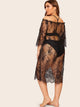 Plus Floral Lace Bardot Dress Without Lingerie Set