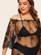 Plus Floral Lace Bardot Dress Without Lingerie Set