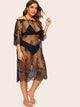 Plus Floral Lace Bardot Dress Without Lingerie Set