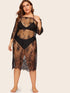 Plus Floral Lace Bardot Dress Without Lingerie Set