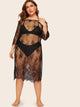 Plus Floral Lace Bardot Dress Without Lingerie Set