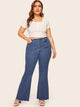 Plus Button Front Raw Hem Jeans