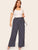 Plus Striped Drawstring Waist Wide Leg Pants