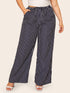 Plus Striped Drawstring Waist Wide Leg Pants