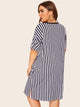 Plus Figure Print Striped Dress