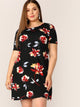   Round Neck Floral Print Dress