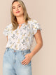 Plus Keyhole Neckline Layered Sleeve Floral Top