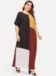  Plus Color-block Batwing Sleeve Maxi Dress