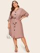 Plus Button Through Belted Shirt Dress