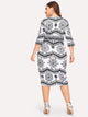 Plus Tribal Print Sheath Dress