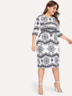 Plus Tribal Print Sheath Dress